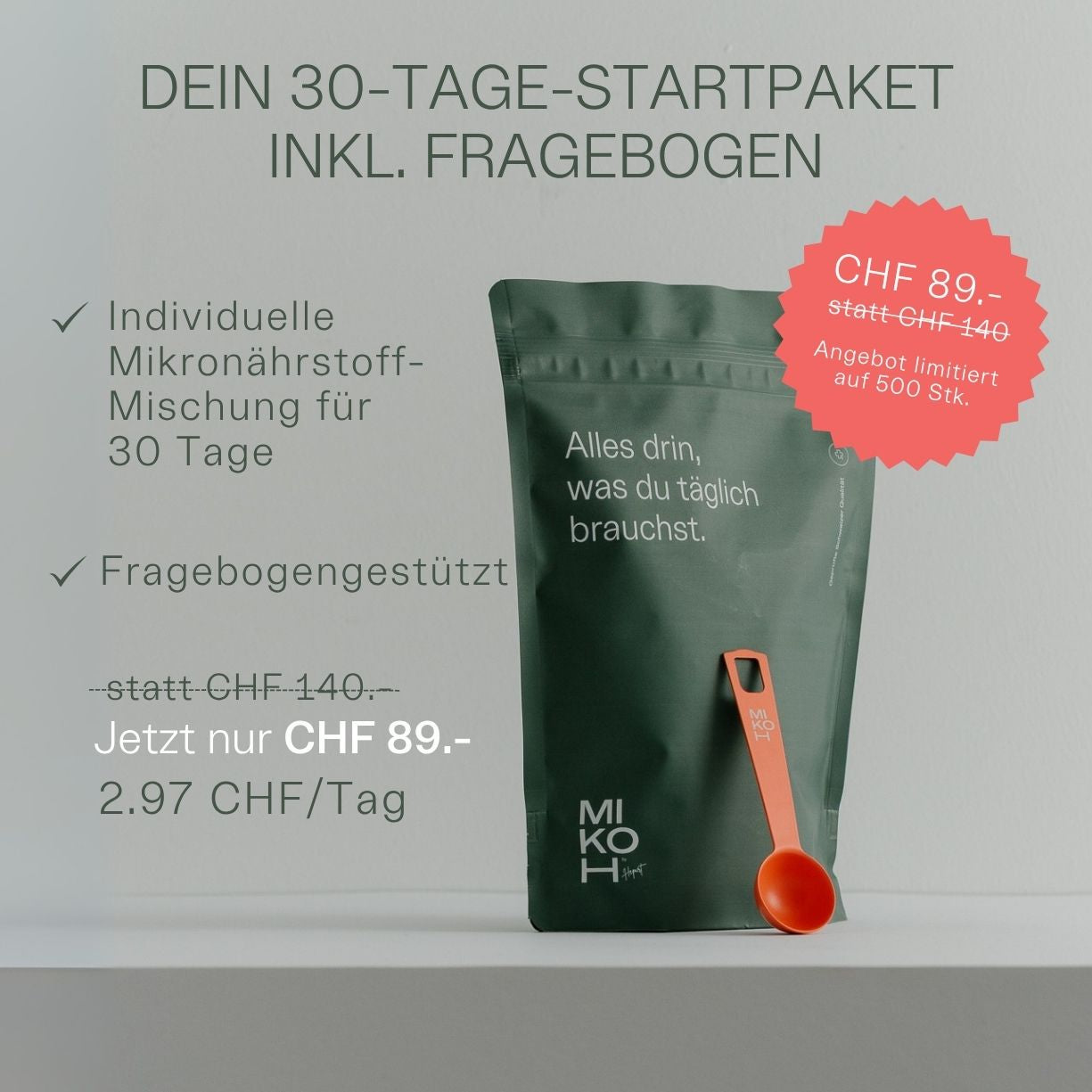 Personalisierte Mikronährstoffe mit Fragebogen (ohne Analyse)